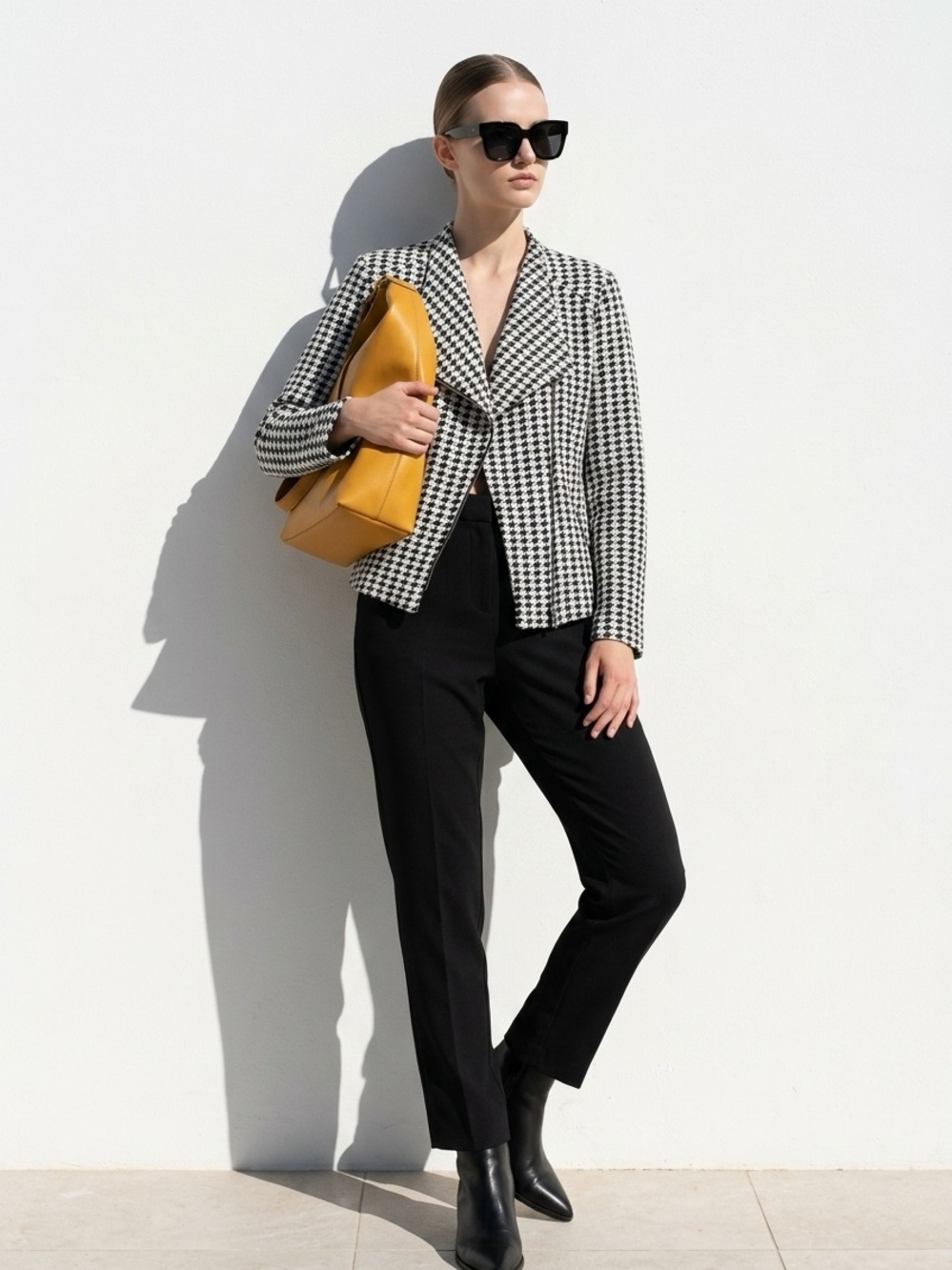 Premise Black and White Houndstooth Coat